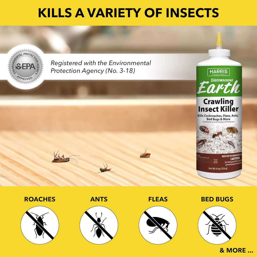 Harris Diatomaceous Earth Crawling Insect Killer, 8oz X745