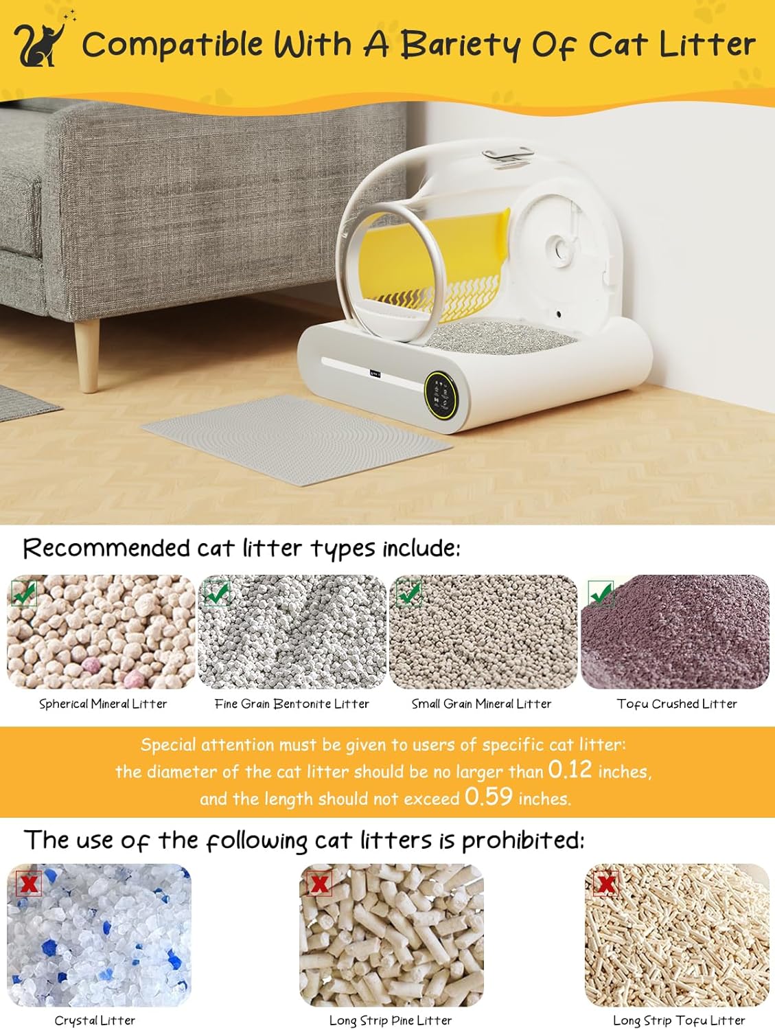 MESILIVO Smart Self-Cleaning Litter Box for Multiple Cats, White T3114