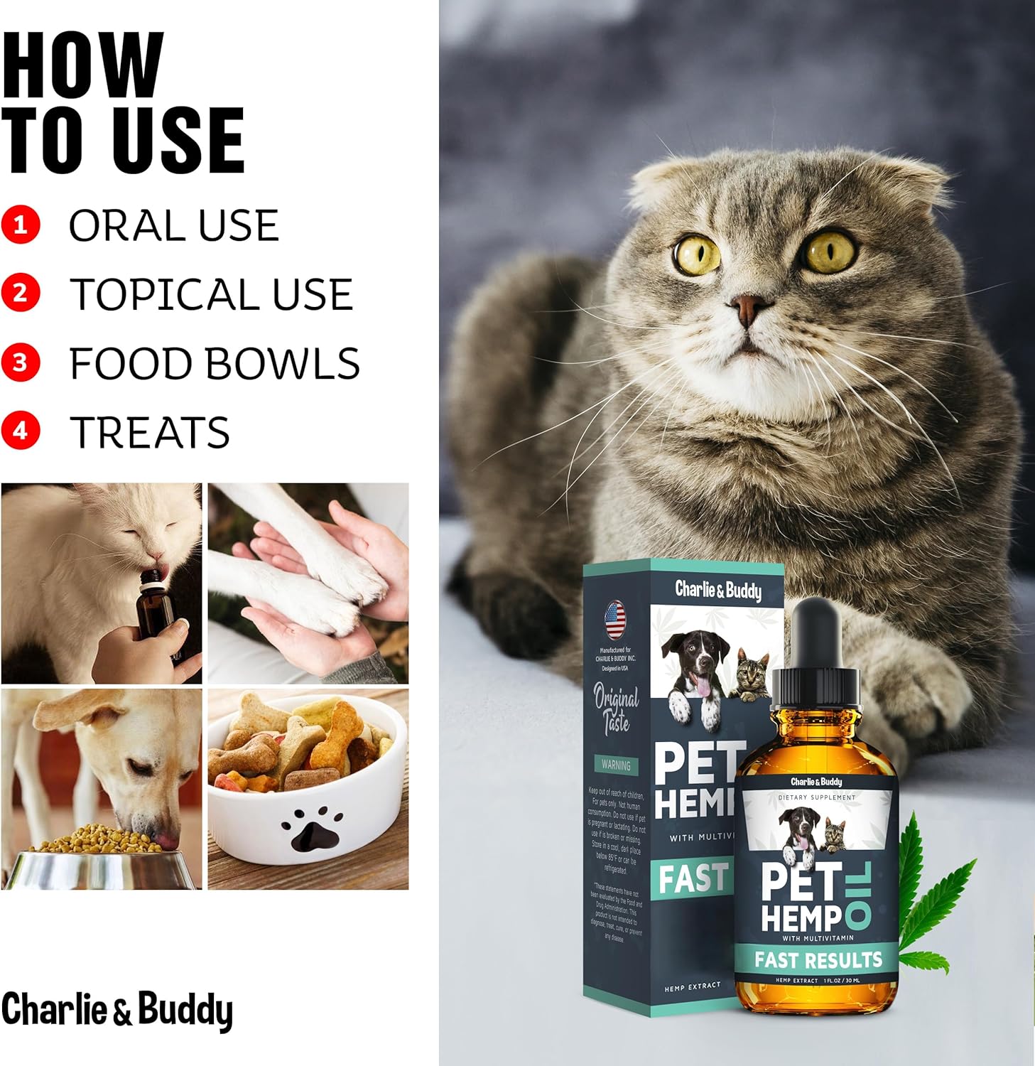 Charlie & Buddy Hemp Oil for Dogs Cats - Calming Treats I41456