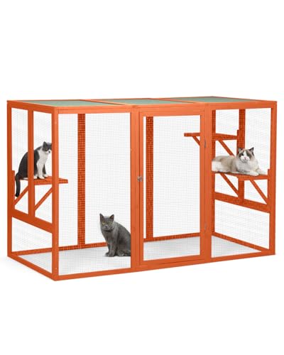 Catio Outdoor Cat Enclosure Weatherproof Wooden Grey Q380854