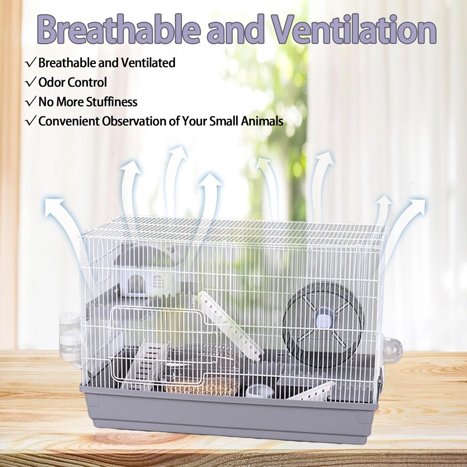 kathson Hamster Cage with Accessories, 3-Level, Grey E233111