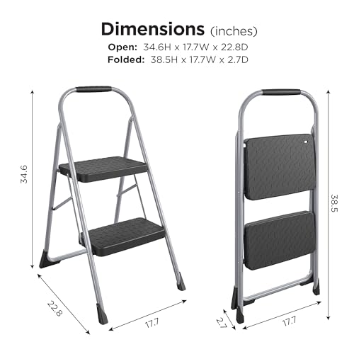 COSCO 2-Step Steel Step Stool, Gray Q61005