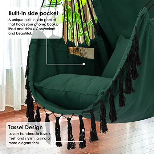 Y-STOP Hammock Chair Hanging Rope Swing with 2 Cushions, Beige I74503