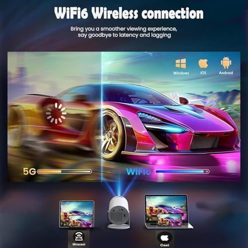Mini Projector with WiFi and Bluetooth, 2 Retro Gaming Consoles, 10,000+ Games H323687