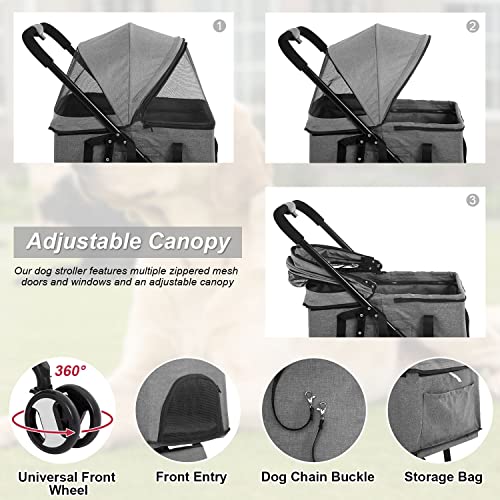 BestPet 3-in-1 Pet Stroller for Small Dogs Cats, Folding Lightweight Travel with Detachable Carrier, Black U7554