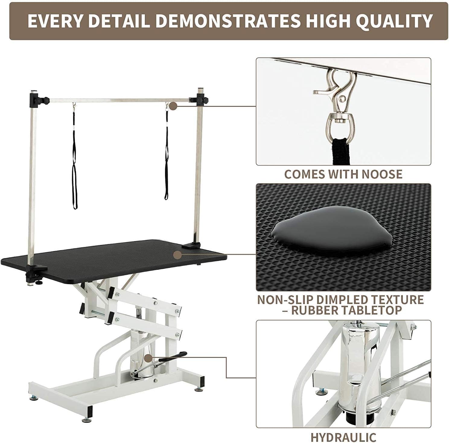 Hydraulic Dog Grooming Table for Small/Large Dogs, Heavy Duty, 43'' Black X512