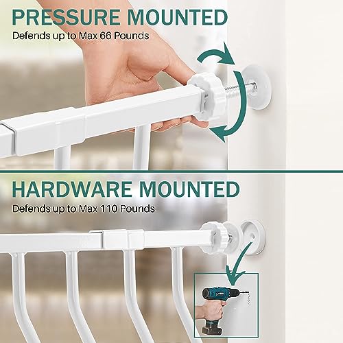 Newnice Baby Gate with Cat Door 29.9-48.8" Extra Wide, 33" Tall, Auto Close, White Z9749
