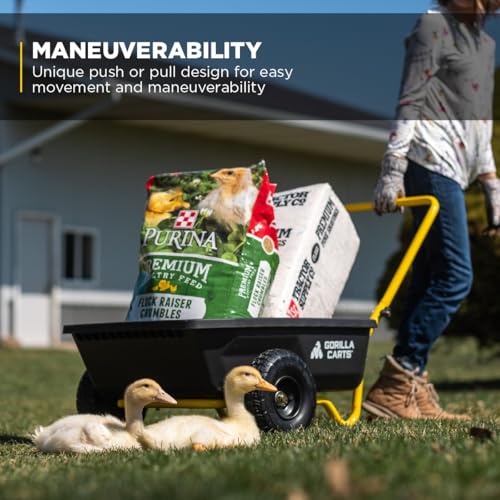 Gorilla Carts GCR-4 Poly Dump Cart, 2-Wheel Garden Wagon, 4 cu ft, 300 lb Capacity R599423