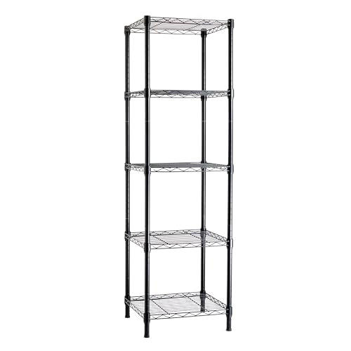 Amazon Basics 3-Shelf Adjustable Heavy Duty Steel Wire Rack Storage Shelving Organizer for Kitchen, Garage, 23.2" L x 13.4" W x 30" H, Chrome