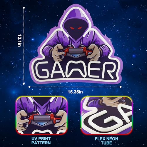 Kavaas Gaming Neon Sign Mushroom Wall Decor for Game Room, Red K6405