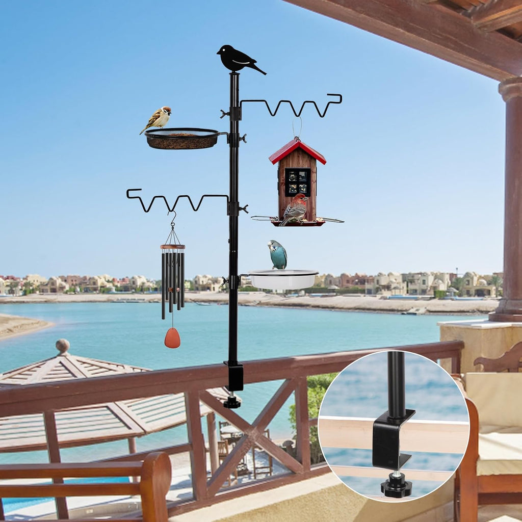 Deck Bird Feeder Station Kit with Steel Hanging Pole, Black A891378
