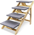 Wood Pet Stairs/Pet Steps 2-in-1 Foldable Wood Dog Stairs & Ramp with Non-Slip Pads, Dogs Steps for High Bed Car Portable Dog/Cat Ladder Up to 110 Pounds