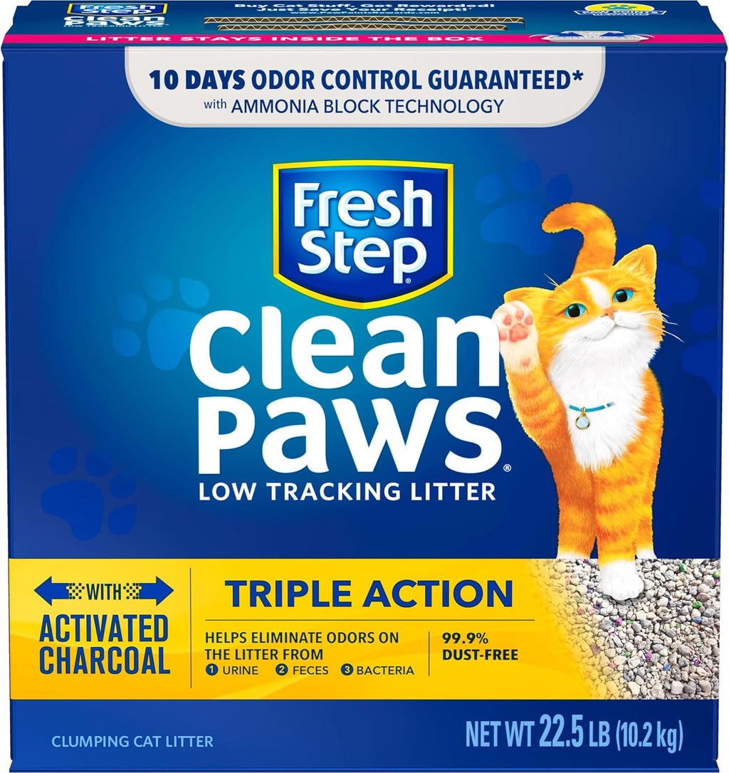 Fresh Step Clean Paws Triple Action Scented Clumping Cat Litter, 22.5 lbs N539