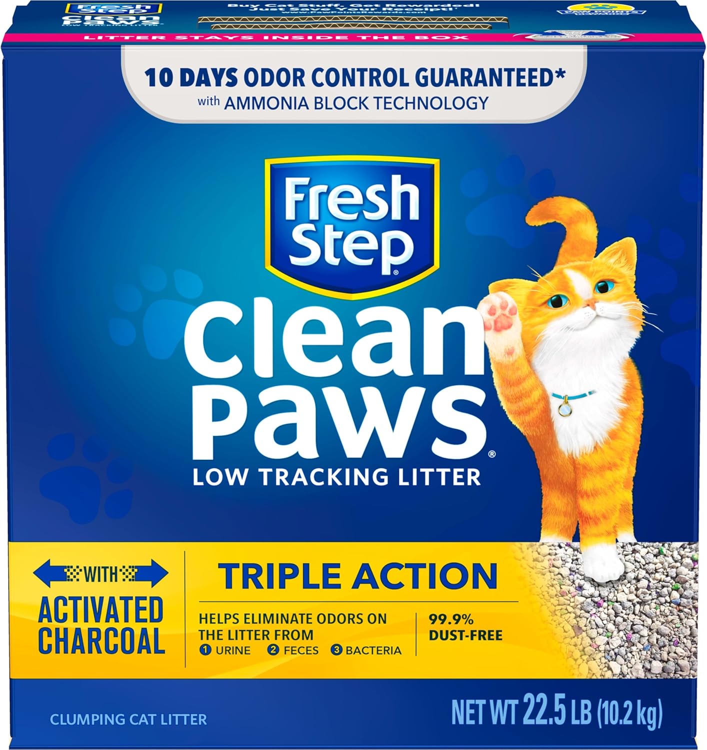 Fresh Step Clean Paws Triple Action Scented Clumping Cat Litter, 22.5 lbs N539