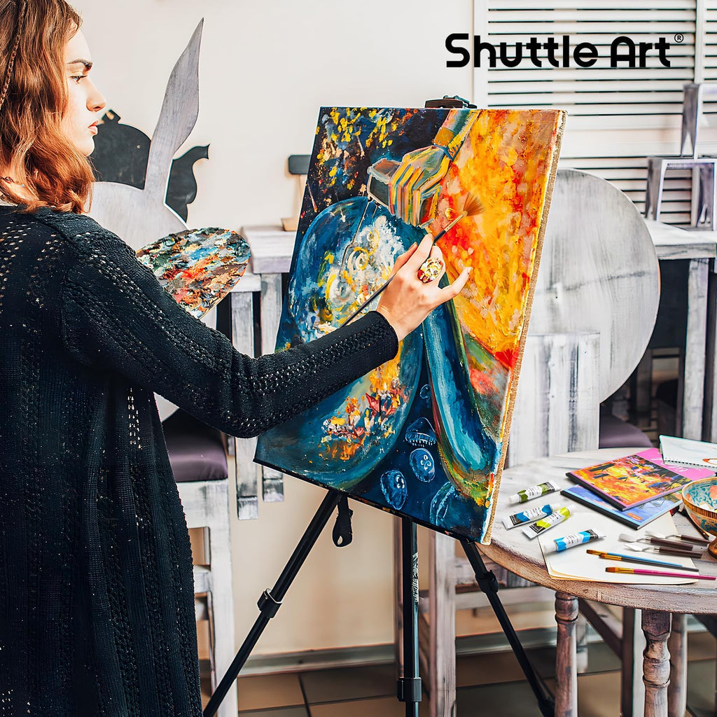 Shuttle Art 168 Pcs Artist Painting Set with Easels, Canvas, Brushes and Art Supplies W345