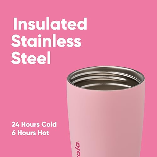 Owala SmoothSip Slider Insulated Stainless Steel Coffee Tumbler 12 oz, Pink E62551
