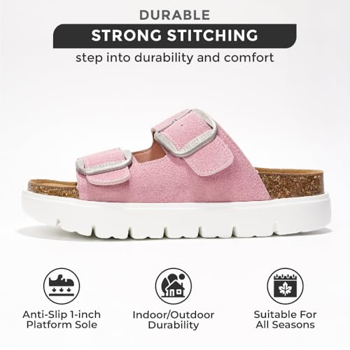 Project Cloud Genuine Leather Platform Wedge Sandals for Women with Memory Foam Insole A28730