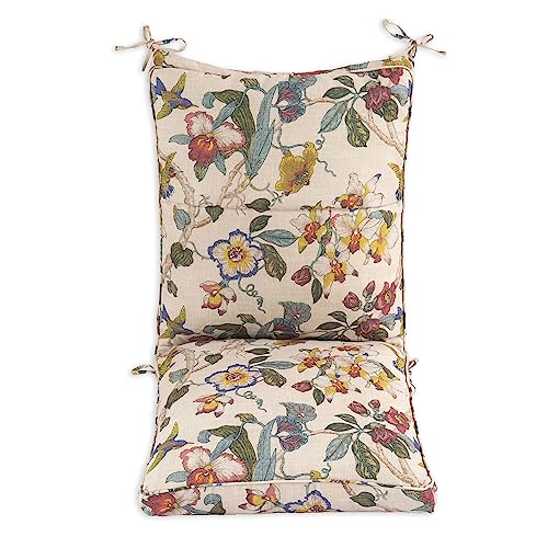 Outdoor Dining Chair Cushions Set of 4, 44x21x4.5 Inch, Khaki Floral Y7959