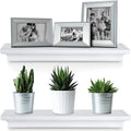 Set of 2 Halter 3 lb Floating Wall Shelves for Bedroom, Bathroom, Living Room, and Kitchen - White Wood Wall Storage