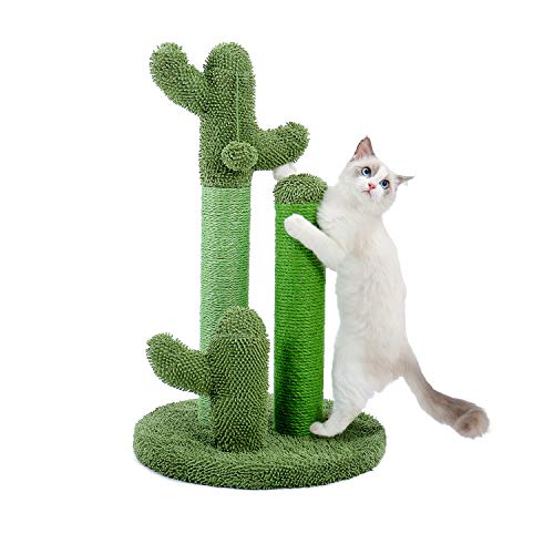 Cat Scratching Post Cactus Cat Scratcher with 3 Poles and Dangling Ball M83218