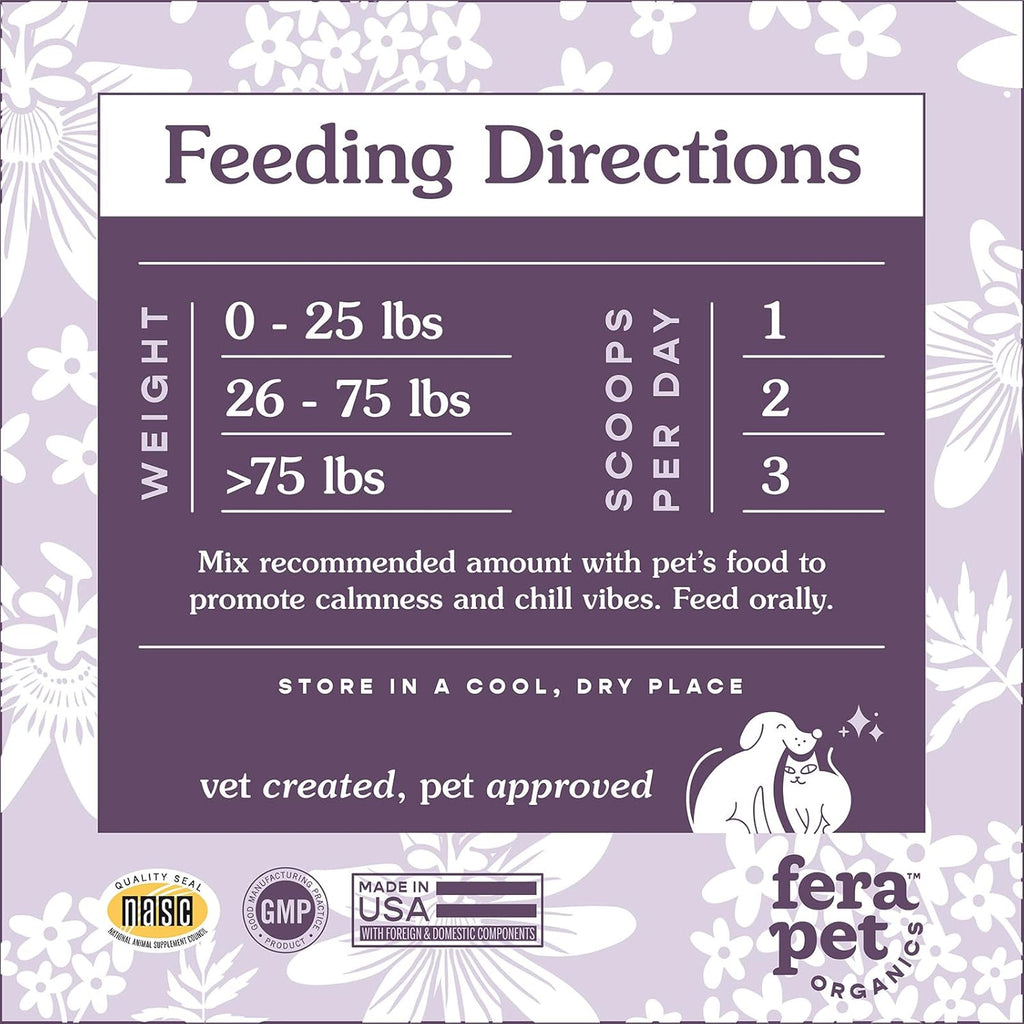 Fera Pets Calming Supplement for Dogs & Cats, Vet Created, GABA & Ashwagandha, 60 Scoops W32394