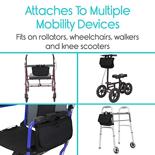 Vive Wheelchair Carry Bag - Arm Rest Pouch for Rollator and Walkers J803272