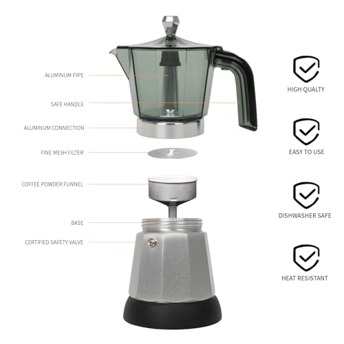 Cuban Coffee Maker 6-Cup Electric Espresso Moka Pot with Detachable Base N992