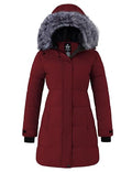 wantdo Women's Long Quilted Winter Coat Thicken Puffer Jacket with Faux Fur Hood