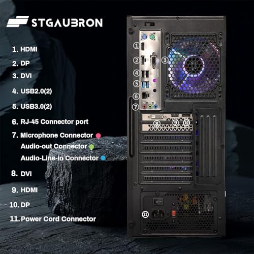 STGAubron Gaming PC Desktop, Intel Core i7, Radeon RX 580 8G, 16G RAM, 512G SSD G93438
