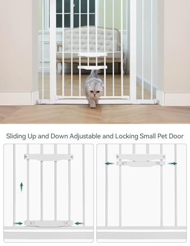 BABELIO Extra Wide Baby Gate with Cat Door, Auto Close, Metal, Black F1302