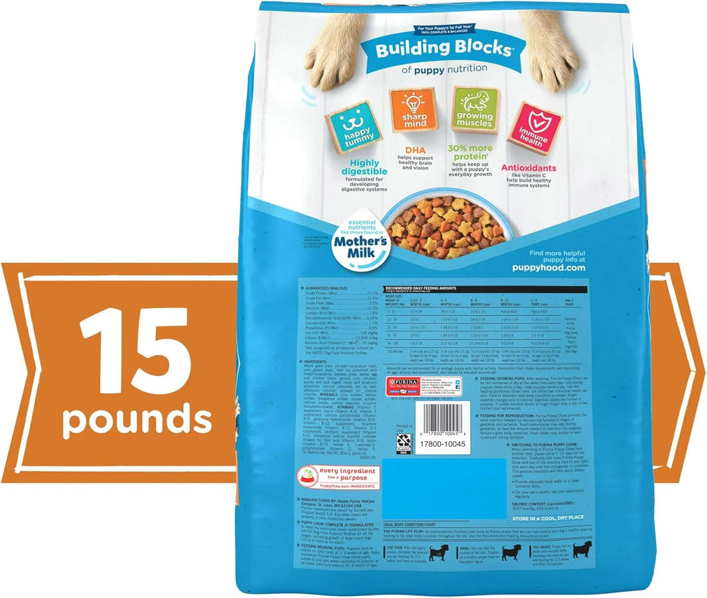 PurIina Puppy Chow High Protein Dry Puppy Food with Real Chicken, 15 lb Bag D662