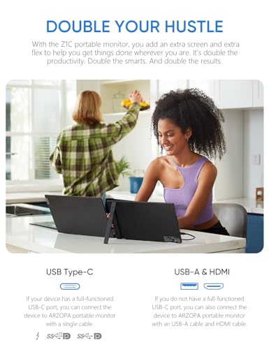ARZOPA 16.1'' 144Hz Portable Gaming Monitor, 1080P FHD, HDR L526