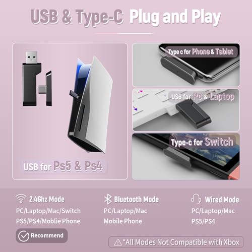 2.4GHz Wireless Gaming Headset for PC PS5 PS4 with Flip Microphone M29946