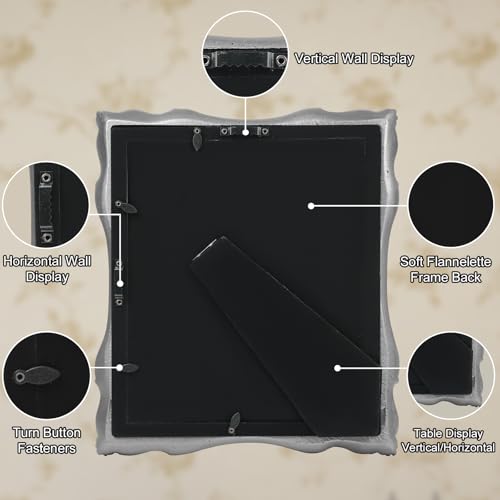 Black Vintage Picture Frame with Mat for 5x7 or 8x10 Photos E9622