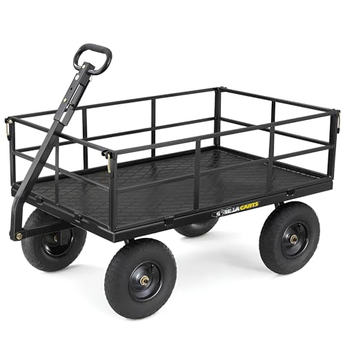 Gorilla Carts Steel Utility Wagon with Removable Side Panels, 1000 lb Capacity, Gray U674568