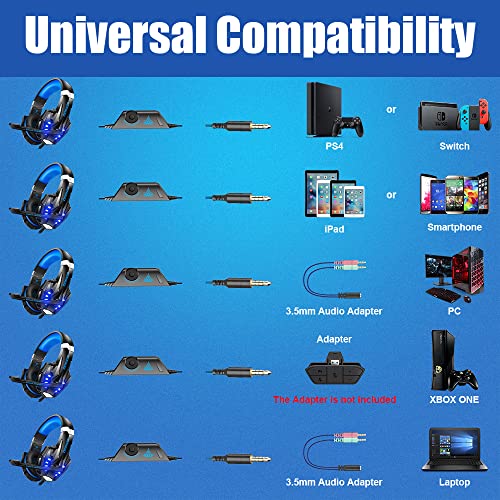 BENGOO G9000 Stereo Gaming Headset for PS4 PC Xbox One PS5, Noise Cancelling Over Ear with Mic U80966