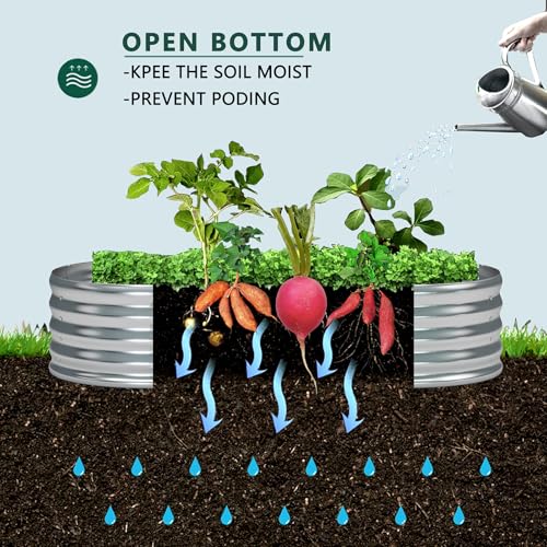 zizin 2 Pack Galvanized Raised Garden Bed Oval Outdoor Planter Box (6x3x1FT, Silver) J203
