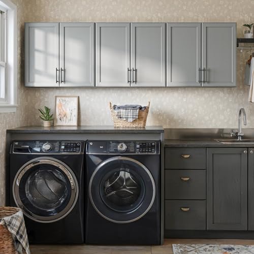 Wall Storage Cabinet with Two Shaker Doors and Shelf, Grey, 24"W, 2 Pcs N34755