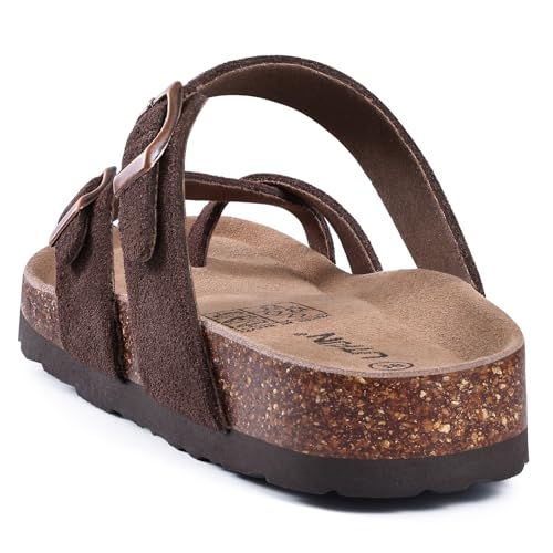 Litfun Women's Suede Cork Footbed Sandals with Adjustable Buckle R84792
