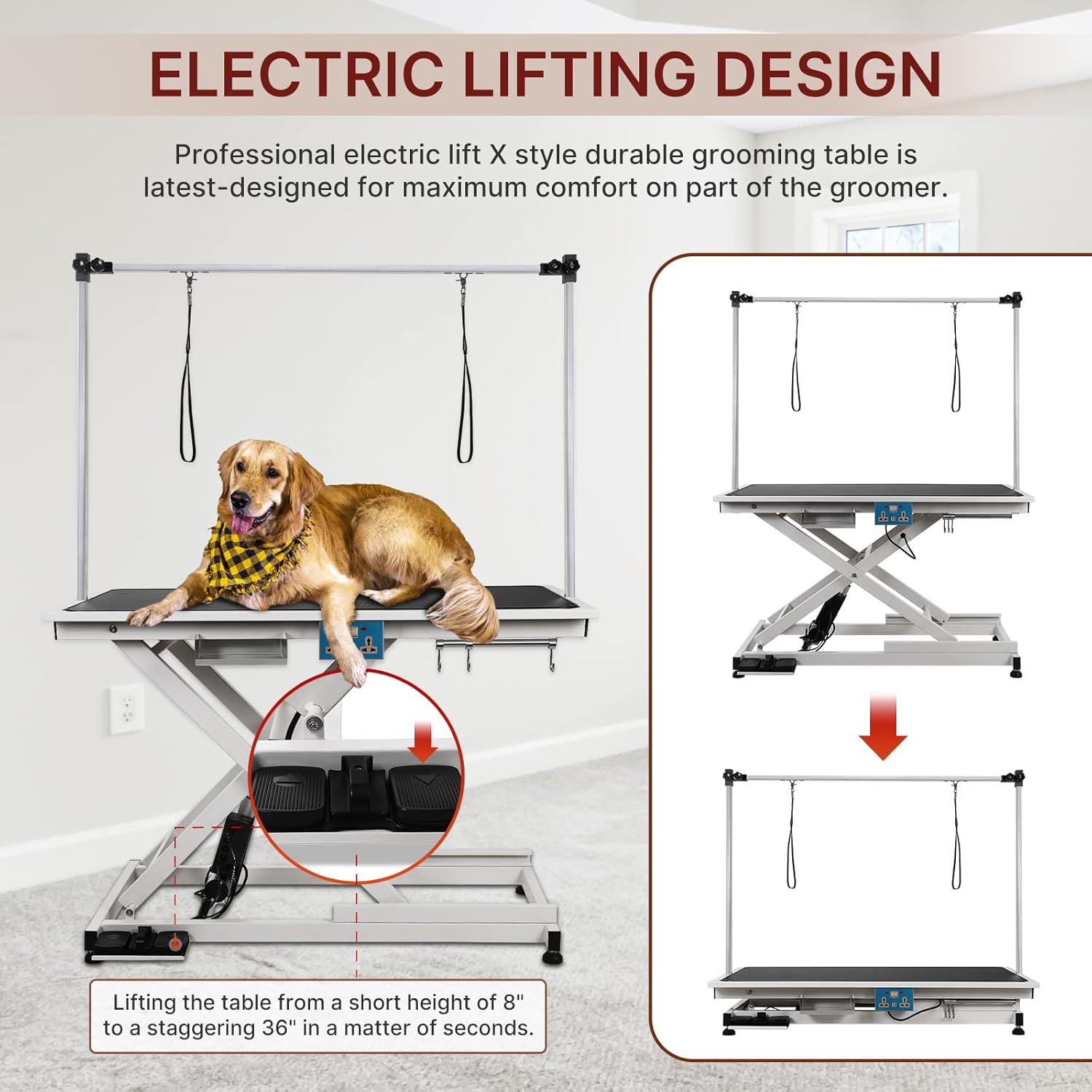 Hydraulic Electric Pet Grooming Table with Adjustable Arms and Nooses S52743