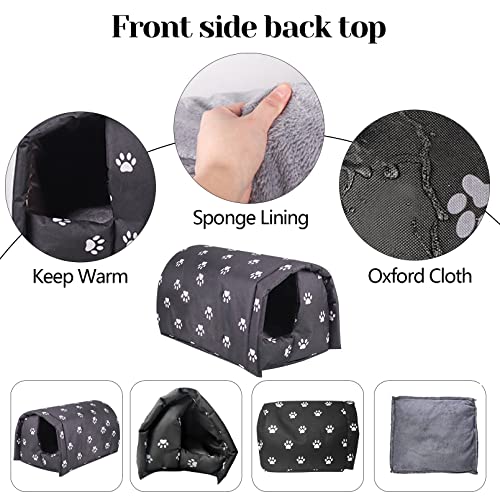 Fhiny Stray Cats Shelter Waterproof Outdoor Cat House Foldable Warm Pet Cave for Winter Black F12955