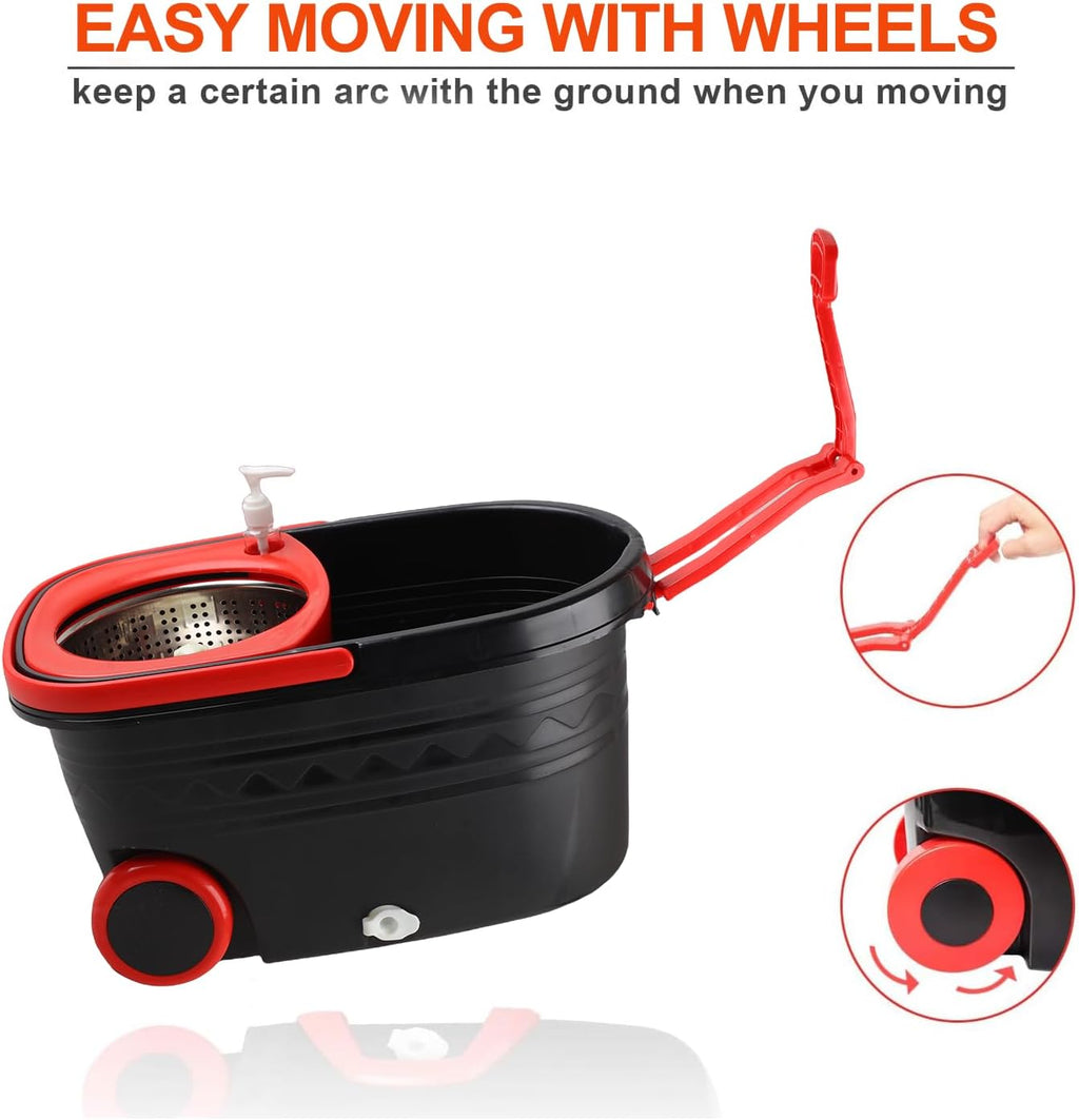 Spin Mop and Bucket with Wringer Set, 360° Rotating, 3 Microfiber Mops Y1467