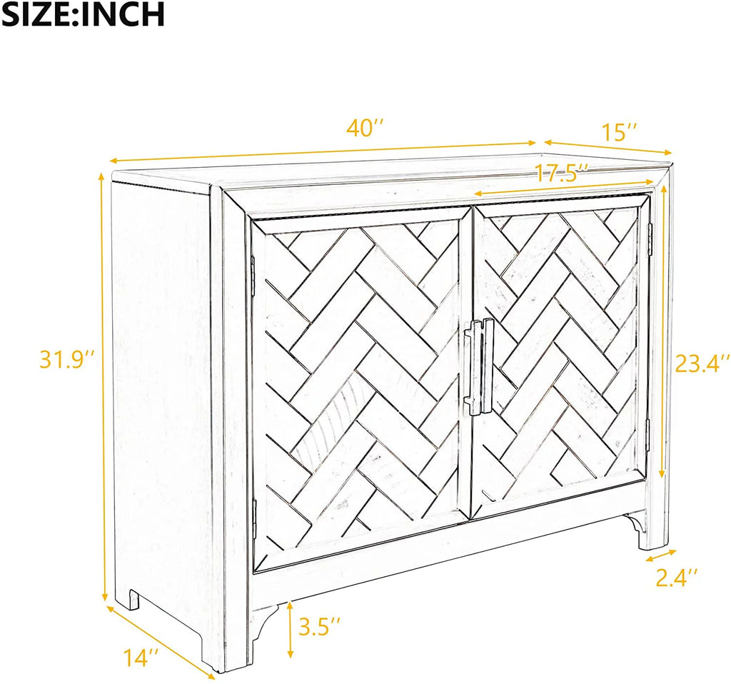 40 inch Accent Cabinet with Adjustable Shelves, Antique Sideboard Buffet N296973