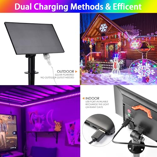 99FT Solar Rope Lights Outdoor Waterproof 300 LED with Remote Control W311