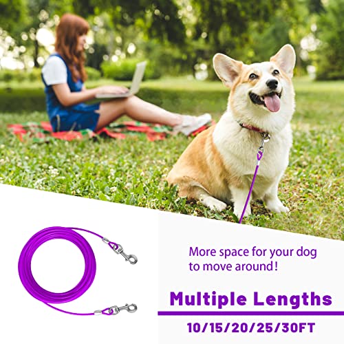 Purple Steel Dog Tie Out Cable for Yard, Large Dogs Up to 165 lbs H41696