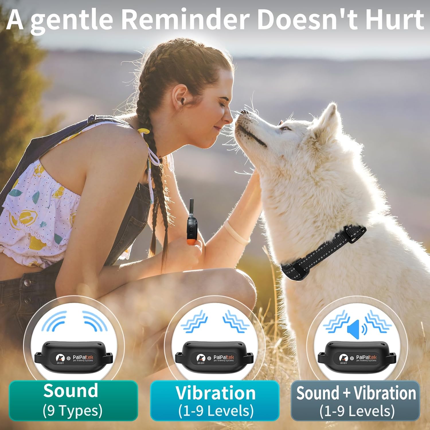 PaiPaitek Dog Training Collar with Remote, Vibrating & Beep, Waterproof Rechargeable J242329