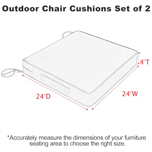 Favoyard Patio Chair Cushions 19 x 19 x 3 Inch Waterproof Outdoor Set of 2, Beige Q67095