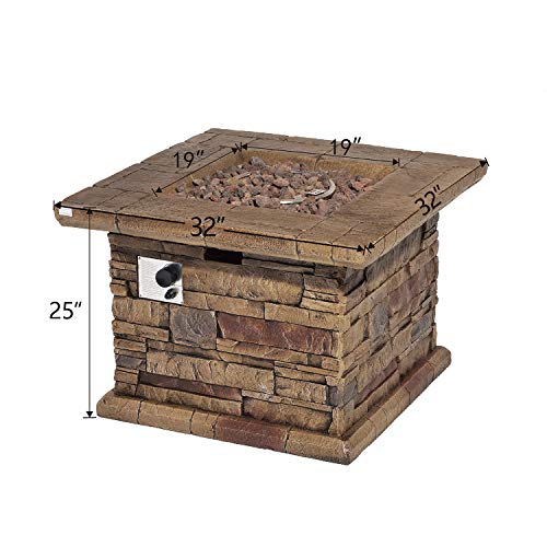 COSIEST Outdoor Propane Fire Pit Table 32-inch Round Concrete with Stainless Steel Burner G864943