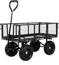 BILT HARD 880 lbs 10" Flat Free Tires Steel Garden Cart with 180° Rotating Handle and Removable Sides, Heavy Duty 4 Cu.Ft Capacity Utility Garden Carts and Wagons, Black