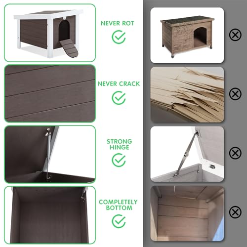 Outdoor Cat House Weatherproof Insulated Rabbit Hutch with Openable Roof R71742